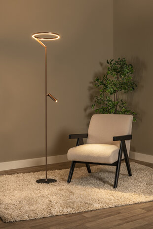 Lucide APPLAUSE - Vloerlamp - Ø 33 cm - LED Dimb. - CCT - 2700K/4000K - Koffie - Premium