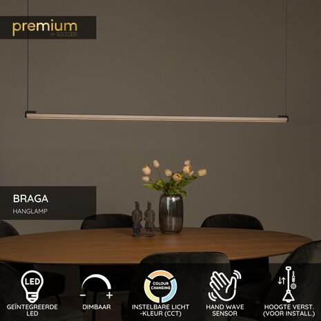 Lucide BRAGA - Hanglamp - LED Dimb. - CCT - 1x36W 2700K/4000K - Handbewegingssensor - Koffie - Premium