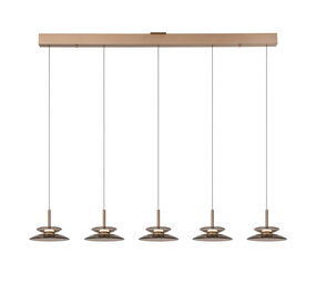 Lucide SANTIAGO - Hanglamp - LED Dimb. - CCT - 5x10W 2700K/4000K - Amber - Premium Lucide SANTIAGO - Hanglamp - LED Dimb. - CCT - 5x10W 2700K/4000K - Amber - Premium