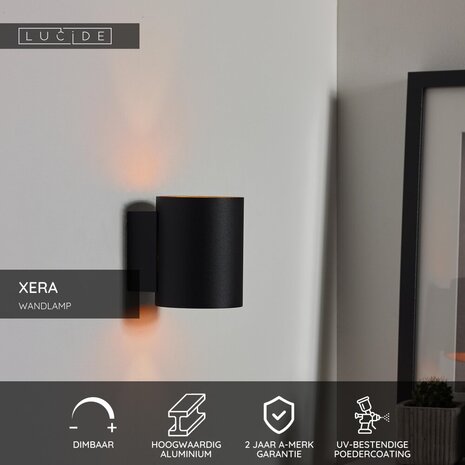 Lucide XERA - Wandlamp - Ø 8 cm - 1xG9 - Zwart Lucide XERA - Wandlamp - Ø 8 cm - 1xG9 - Zwart