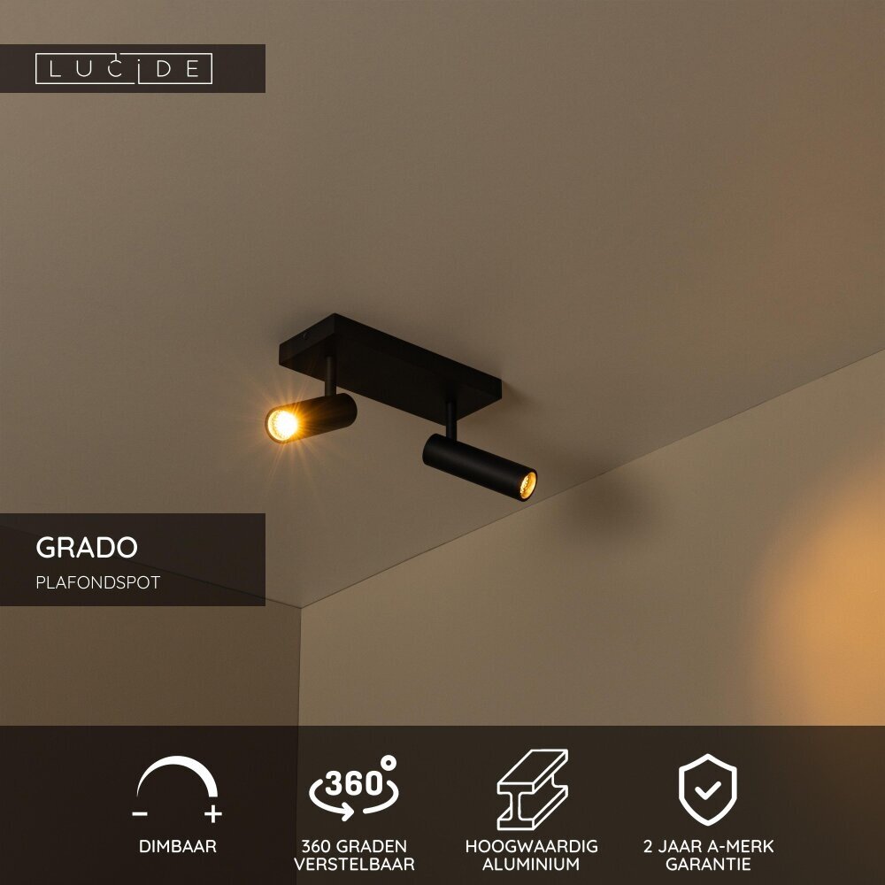 Lucide GRADO - Plafondspot - 2xGU10 (MR11) - Zwart Lucide GRADO - Plafondspot - 2xGU10 (MR11) - Zwart
