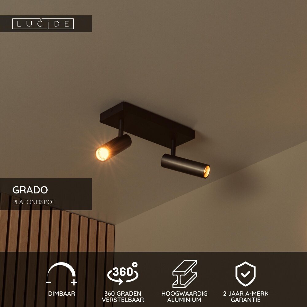 Lucide GRADO - Plafondspot - 2xGU10 (MR11) - Grijs ijzer