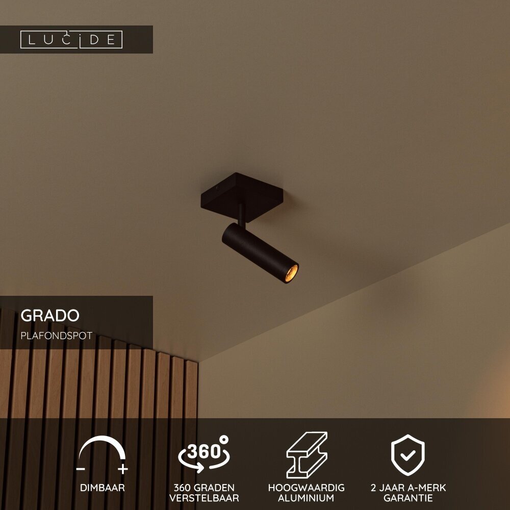 Lucide GRADO - Plafondspot - 1xGU10 (MR11) - Zwart