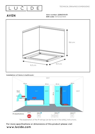 Lucide AVEN - Plafondspot Badkamer - 1xGU10 (MR16) - IP65 - Wit