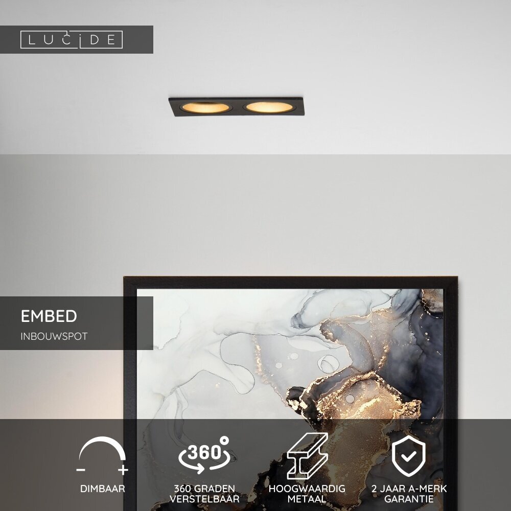 Lucide EMBED - Inbouwspot - 2xGU10 (MR16) - Zwart