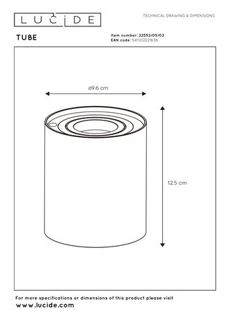 Lucide TUBE - Tafellamp - Ø 9,6 cm - LED 3 StepDim - GU10 (MR16) - 1x5W 2700K - Mat Goud / Messing Lucide TUBE - Tafellamp - Ø 9,6 cm - LED 3 StepDim - GU10 (MR16) - 1x5W 2700K - Mat Goud / Messing