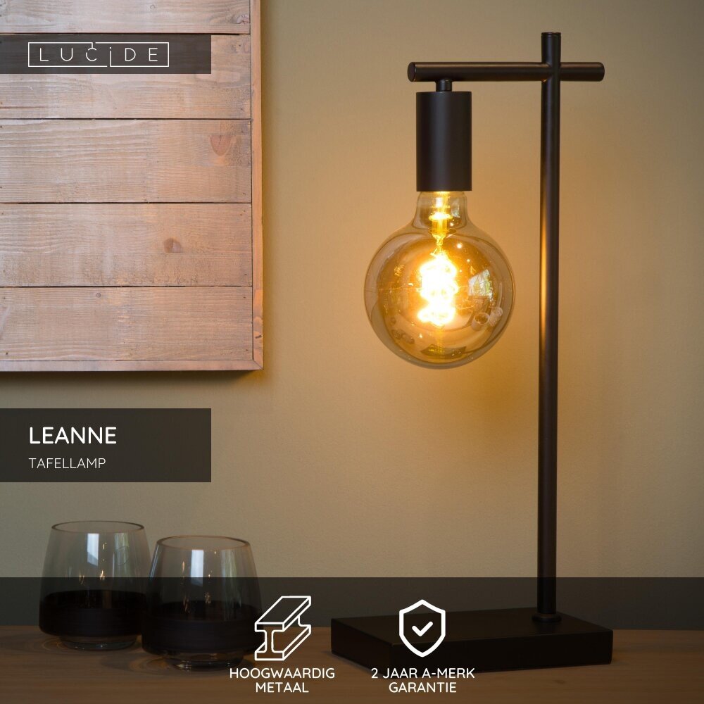 Lucide LEANNE - Tafellamp - 1xE27 - Zwart Lucide LEANNE - Tafellamp - 1xE27 - Zwart