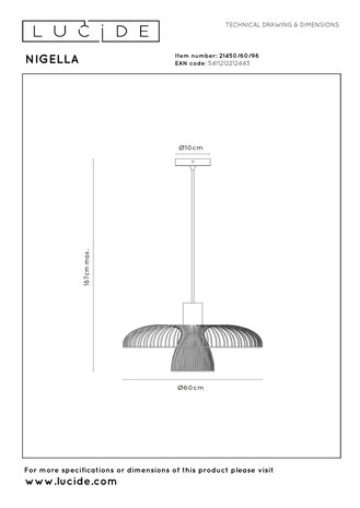 Lucide NIGELLA - Hanglamp - Ø 60 cm - 1xGU10 (MR16) - Koffie - Essential Lucide NIGELLA - Hanglamp - Ø 60 cm - 1xGU10 (MR16) - Koffie - Essential