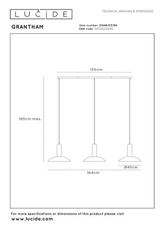 Lucide GRANTHAM - Hanglamp - 3xE27 - Koffie - Essential Lucide GRANTHAM - Hanglamp - 3xE27 - Koffie - Essential