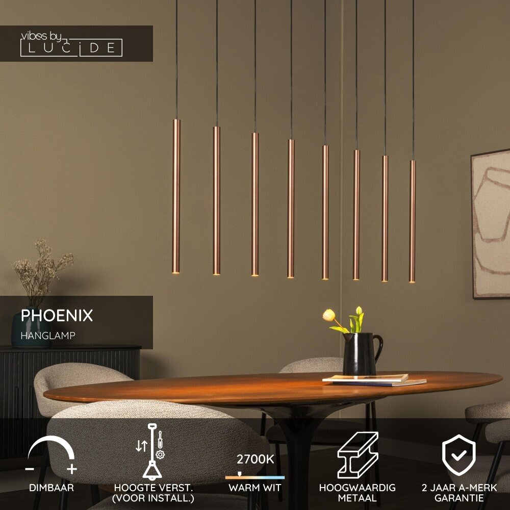 Lucide PHOENIX - Hanglamp - LED Dimb. - G9 - 8x3W 2700K - Koffie - Vibes Lucide PHOENIX - Hanglamp - LED Dimb. - G9 - 8x3W 2700K - Koffie - Vibes
