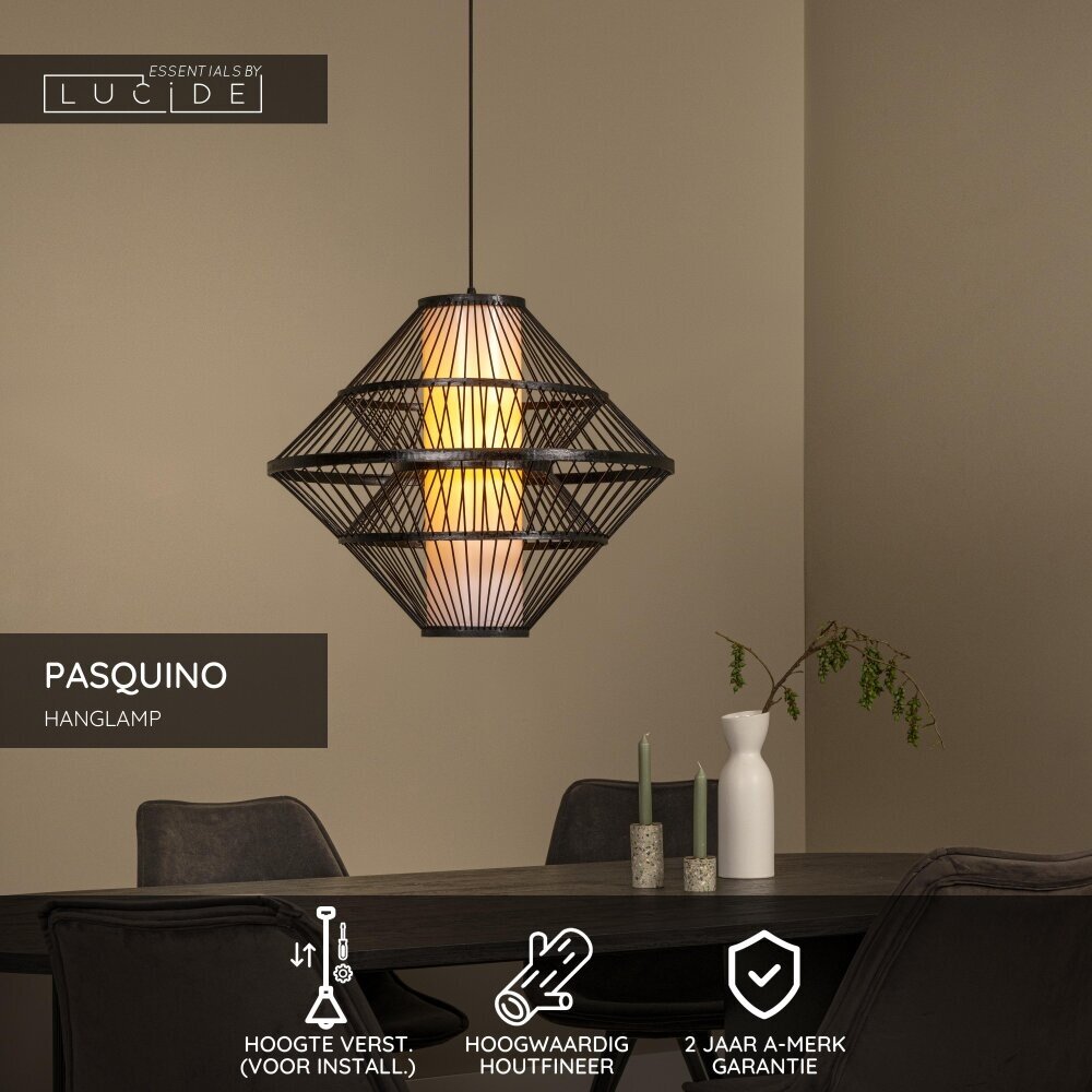Lucide PASQUINO - Hanglamp - Ø 60 cm - 1xE27 - Zwart - Essential Lucide PASQUINO - Hanglamp - Ø 60 cm - 1xE27 - Zwart - Essential