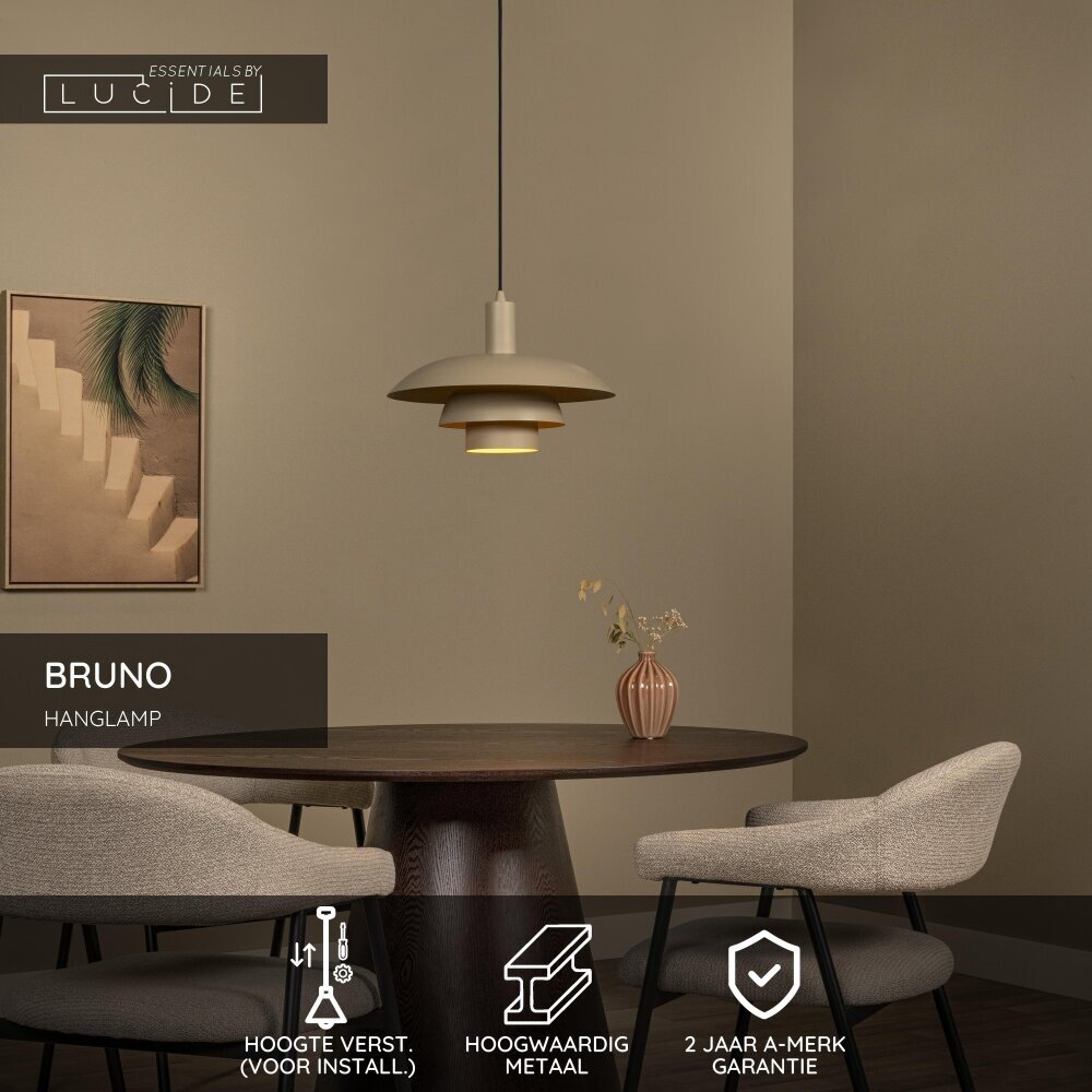 Lucide BRUNO - Hanglamp - Ø 38 cm - 1xE27 - Taupe - Essential Lucide BRUNO - Hanglamp - Ø 38 cm - 1xE27 - Taupe - Essential