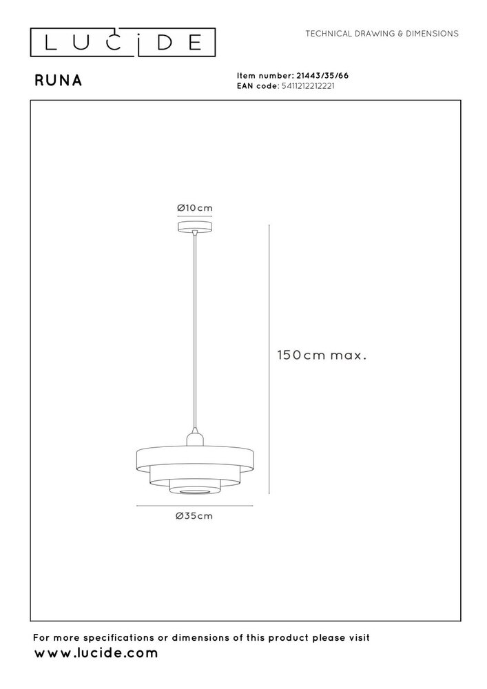 Lucide RUNA - Hanglamp - Ø 35 cm - 1xE27 - Roze - Essential