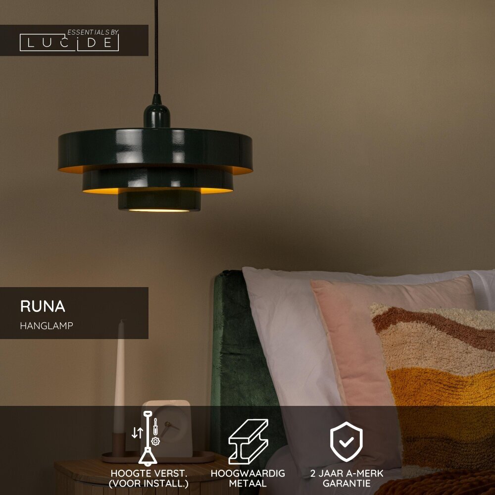 Lucide RUNA - Hanglamp - Ø 35 cm - 1xE27 - Groen - Essential Lucide RUNA - Hanglamp - Ø 35 cm - 1xE27 - Groen - Essential
