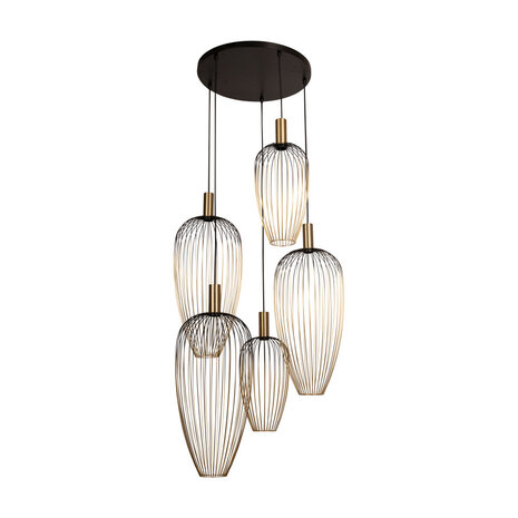 Lucide AURELIE - Hanglamp - 5xGU10 (MR11) - Geschikt voor vide en hoge plafonds - Goud - Vibes