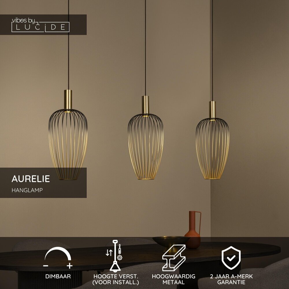 Lucide AURELIE - Hanglamp - 3xGU10 (MR11) - Goud - Vibes Lucide AURELIE - Hanglamp - 3xGU10 (MR11) - Goud - Vibes
