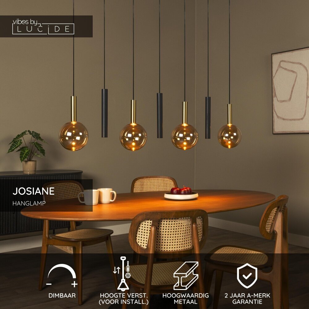 Lucide JOSIANE - Hanglamp - 4xG9 - Zwart - Vibes Lucide JOSIANE - Hanglamp - 4xG9 - Zwart - Vibes