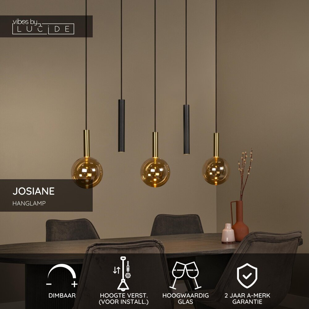 Lucide JOSIANE - Hanglamp - 3xG9 - Zwart - Vibes Lucide JOSIANE - Hanglamp - 3xG9 - Zwart - Vibes