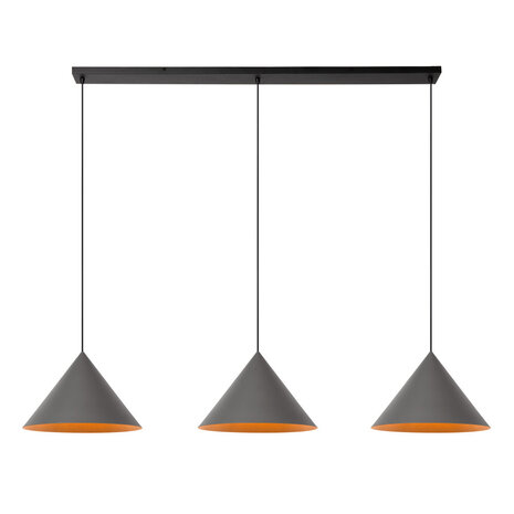 Lucide SPITZE - Hanglamp - 3xE27 - Grijs - Vibes Lucide SPITZE - Hanglamp - 3xE27 - Grijs - Vibes