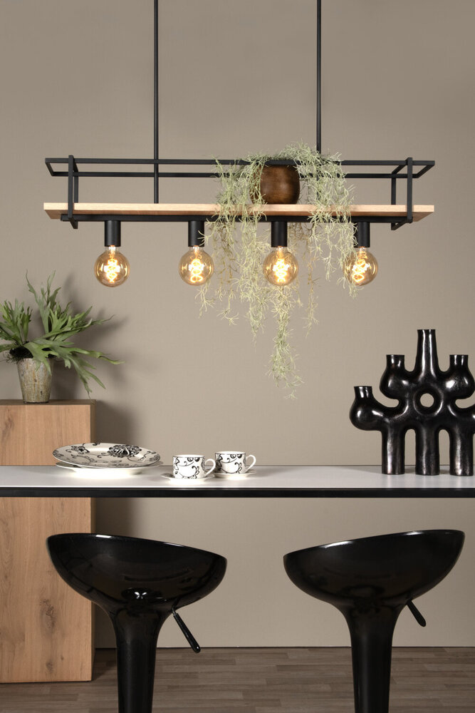 Lucide MILONGA - Hanglamp - 4xE27 - Zwart