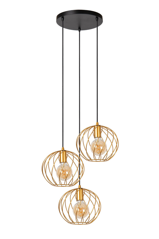 Lucide DANZA - Hanglamp - Ø 50 cm - 3xE27 - Mat Goud / Messing Lucide DANZA - Hanglamp - Ø 50 cm - 3xE27 - Mat Goud / Messing