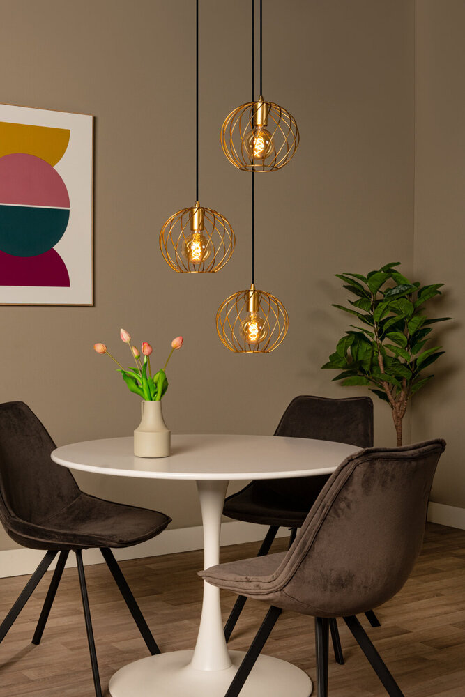 Lucide DANZA - Hanglamp - Ø 50 cm - 3xE27 - Mat Goud / Messing Lucide DANZA - Hanglamp - Ø 50 cm - 3xE27 - Mat Goud / Messing