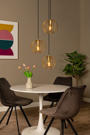 Lucide DANZA - Hanglamp - Ø 50 cm - 3xE27 - Mat Goud / Messing Lucide DANZA - Hanglamp - Ø 50 cm - 3xE27 - Mat Goud / Messing