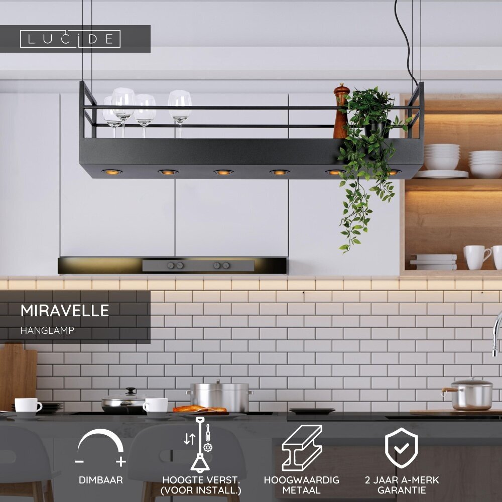 Lucide MIRAVELLE - Hanglamp - 6xGU10 (MR16) - Zwart Lucide MIRAVELLE - Hanglamp - 6xGU10 (MR16) - Zwart