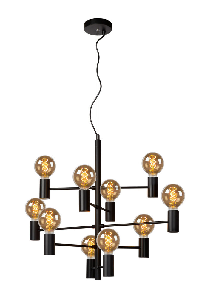 Lucide LEANNE - Hanglamp - Ø 65 cm - 10xE27 - Zwart Lucide LEANNE - Hanglamp - Ø 65 cm - 10xE27 - Zwart