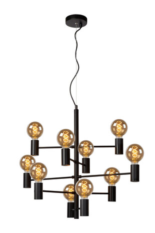 Lucide LEANNE - Hanglamp - Ø 65 cm - 10xE27 - Zwart Lucide LEANNE - Hanglamp - Ø 65 cm - 10xE27 - Zwart