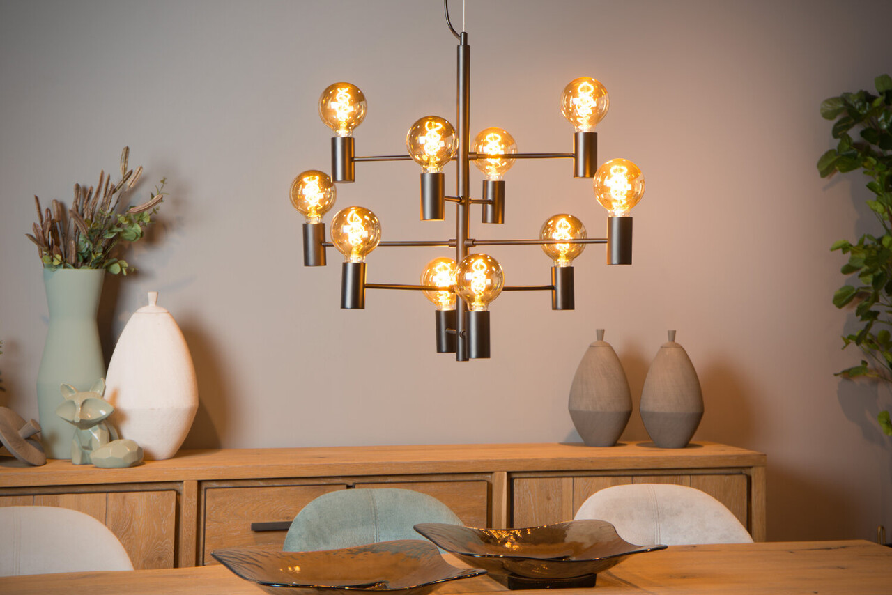 Lucide LEANNE - Hanglamp - Ø 65 cm - 10xE27 - Zwart Lucide LEANNE - Hanglamp - Ø 65 cm - 10xE27 - Zwart