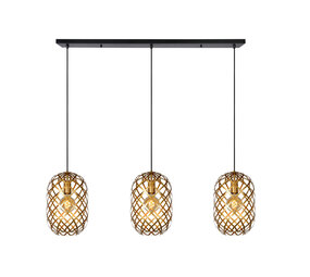 Lucide WOLFRAM - Hanglamp - 3xE27 - Mat Goud / Messing
