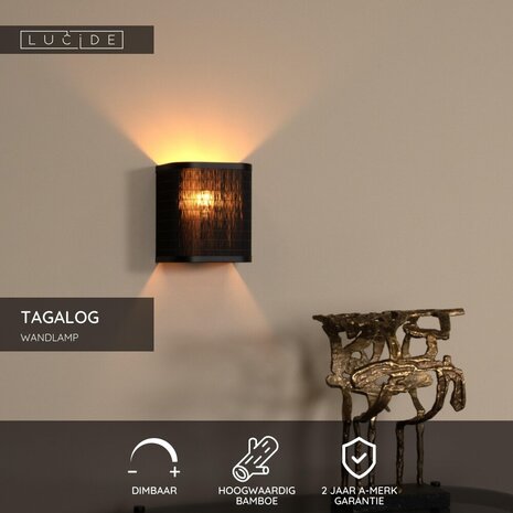 Lucide TAGALOG - Wandlamp - 1xE27 - Zwart Lucide TAGALOG - Wandlamp - 1xE27 - Zwart