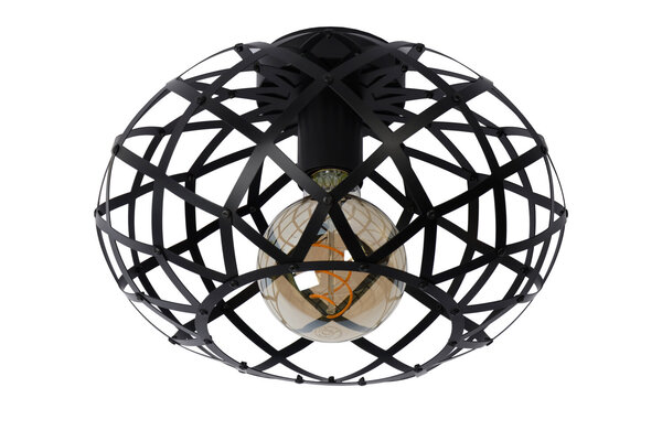 Lucide WOLFRAM - Plafonnière - Ø 30 cm - 1xE27 - Zwart