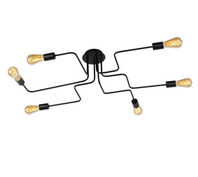 Lucide LESTER - Plafonnière - 6xE27 - Zwart Lucide LESTER - Plafonnière - 6xE27 - Zwart