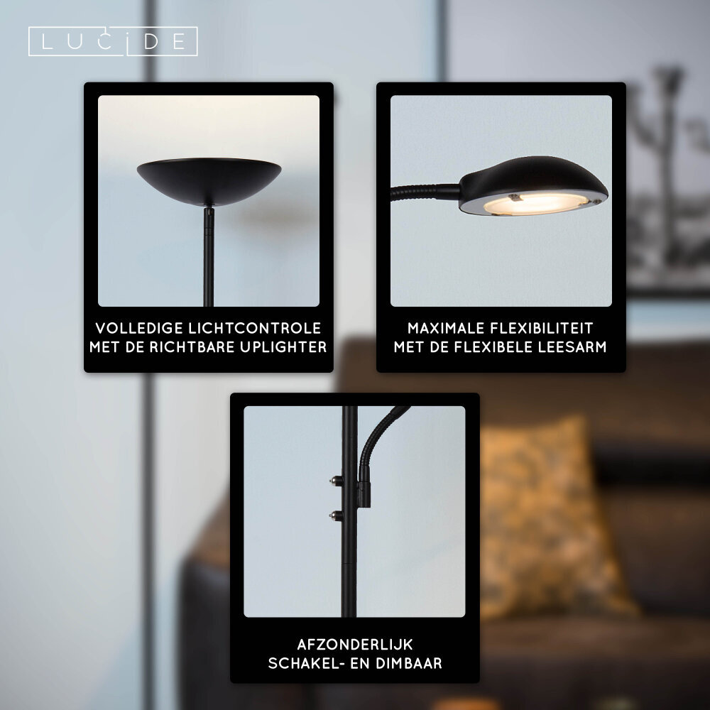 Lucide ZENITH - Leeslamp - LED Dimb. - 3000K - Zwart Lucide ZENITH - Leeslamp - LED Dimb. - 3000K - Zwart