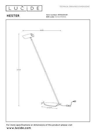 Lucide HESTER - Leeslamp - 1xGU10 (MR16) - Wit Lucide HESTER - Leeslamp - 1xGU10 (MR16) - Wit