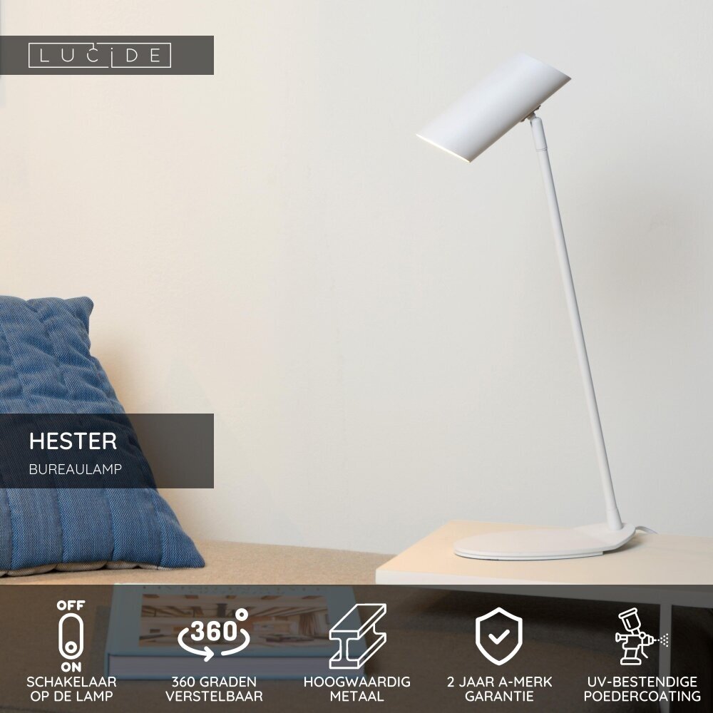 Lucide HESTER - Bureaulamp - 1xGU10 (MR16) - Wit Lucide HESTER - Bureaulamp - 1xGU10 (MR16) - Wit