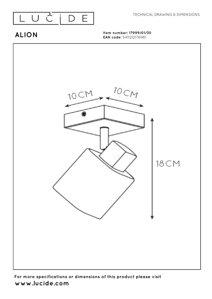 Lucide ALION - Plafondspot - 1xE14 - Zwart Lucide ALION - Plafondspot - 1xE14 - Zwart