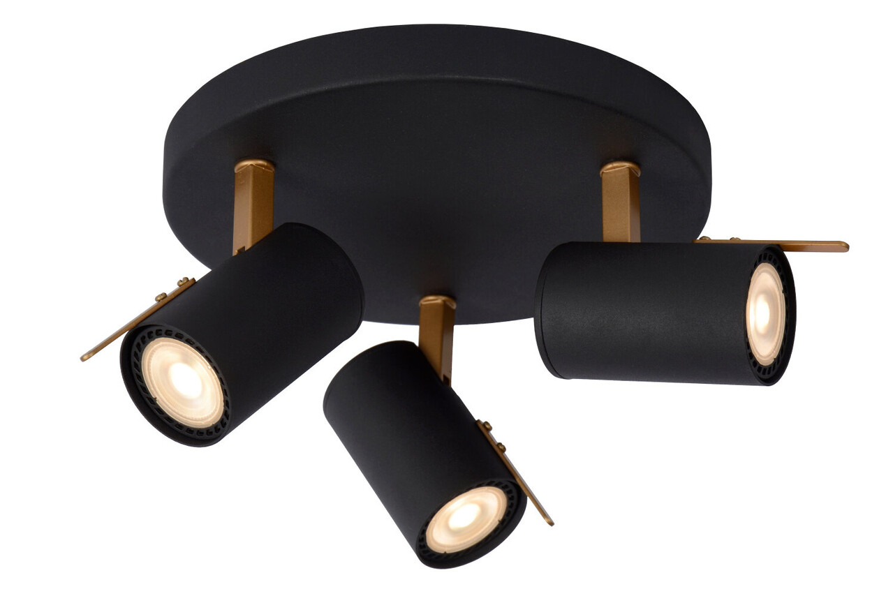 Lucide GRONY - Plafondspot - LED Dim to warm - GU10 (MR16) - 3x5W 2200K/3000K - Zwart