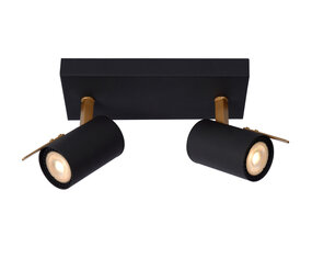 Lucide GRONY - Plafondspot - LED Dim to warm - GU10 (MR16) - 2x5W 2200K/3000K - Zwart Lucide GRONY - Plafondspot - LED Dim to warm - GU10 (MR16) - 2x5W 2200K/3000K - Zwart