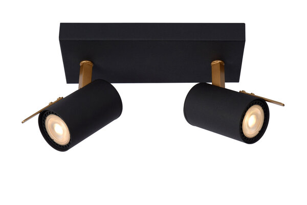Lucide GRONY - Plafondspot - LED Dim to warm - GU10 (MR16) - 2x5W 2200K/3000K - Zwart Lucide GRONY - Plafondspot - LED Dim to warm - GU10 (MR16) - 2x5W 2200K/3000K - Zwart