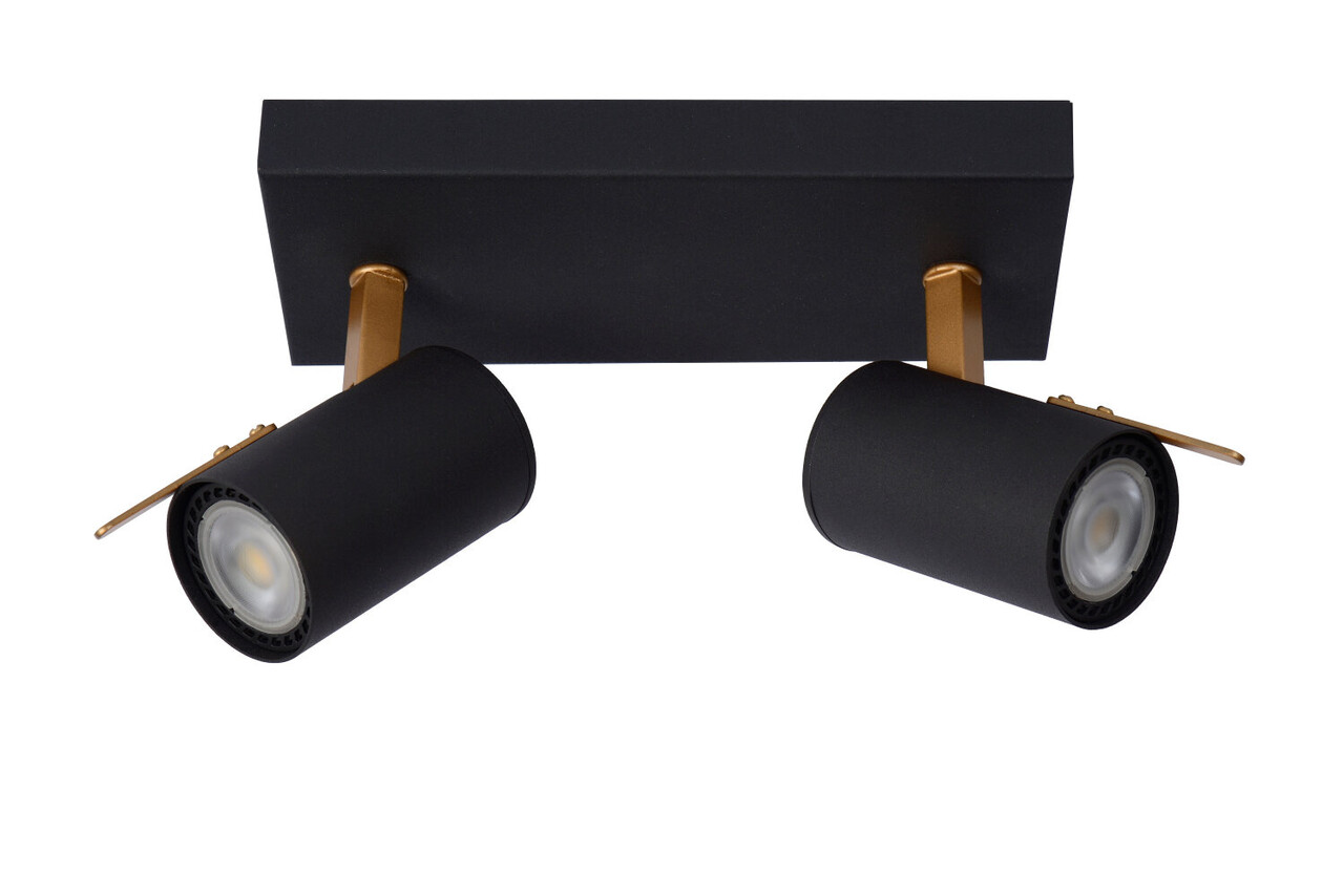 Lucide GRONY - Plafondspot - LED Dim to warm - GU10 (MR16) - 2x5W 2200K/3000K - Zwart Lucide GRONY - Plafondspot - LED Dim to warm - GU10 (MR16) - 2x5W 2200K/3000K - Zwart