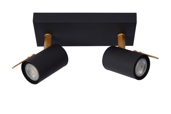 Lucide GRONY - Plafondspot - LED Dim to warm - GU10 (MR16) - 2x5W 2200K/3000K - Zwart Lucide GRONY - Plafondspot - LED Dim to warm - GU10 (MR16) - 2x5W 2200K/3000K - Zwart