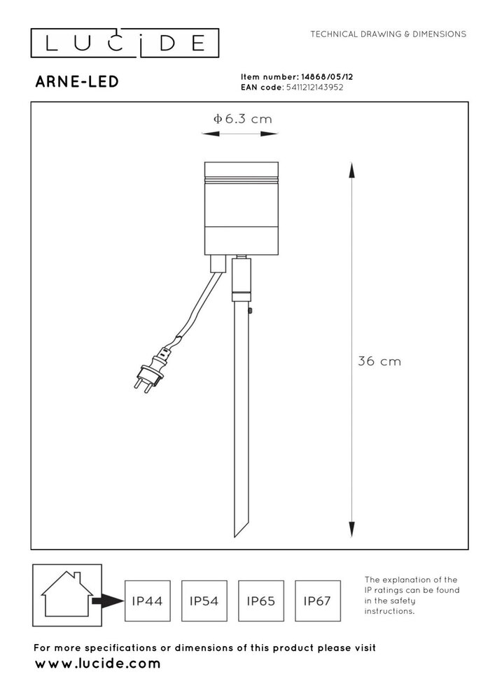 Lucide ARNE-LED - Tuinspot - Ø 6,3 cm - LED - GU10 (MR16) - 1x5W 2700K - IP44 - Mat chroom Lucide ARNE-LED - Tuinspot - Ø 6,3 cm - LED - GU10 (MR16) - 1x5W 2700K - IP44 - Mat chroom