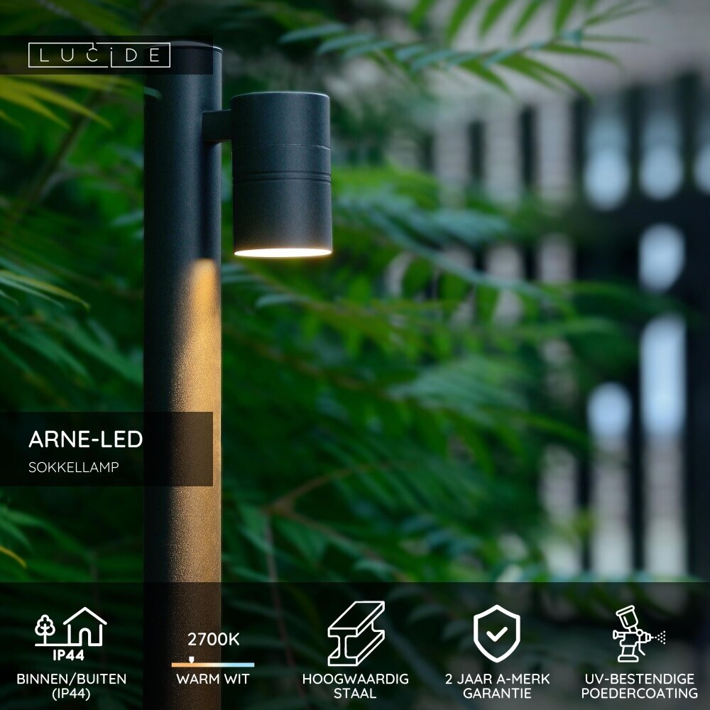 Lucide ARNE-LED - Sokkellamp - Ø 6,3 cm - LED - GU10 (MR16) - 1x5W 2700K - IP44 - Zwart