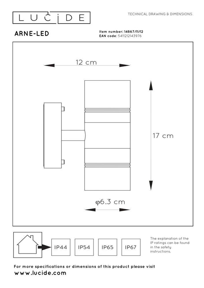 Lucide ARNE-LED - Wandlamp Binnen/Buiten - Ø 6,3 cm - LED - GU10 (MR16) - 2x5W 2700K - IP44 - Mat chroom Lucide ARNE-LED - Wandlamp Binnen/Buiten - Ø 6,3 cm - LED - GU10 (MR16) - 2x5W 2700K - IP44 - Mat chroom