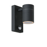 Lucide ARNE-LED IR - Wandspot / Wandlamp Binnen/Buiten - Ø 6,3 cm - LED - GU10 (MR16) - 1x5W 2700K - IP44 - Beweging & dag/nacht sensor - Zwart