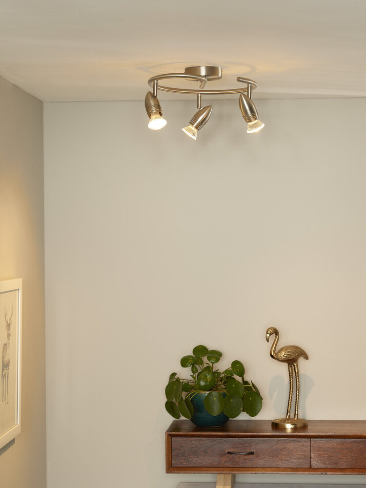 Lucide CARO-LED - Plafondspot - Ø 31 cm - LED - GU10 (MR16) - 3x5W 2700K - Mat chroom