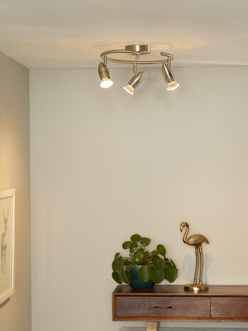 Lucide CARO-LED - Plafondspot - Ø 31 cm - LED - GU10 (MR16) - 3x5W 2700K - Mat chroom